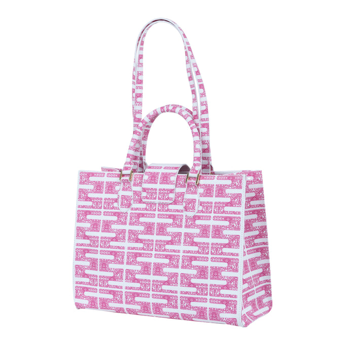 Audrey Tote_Medium_Bauhaus SS_White Pink