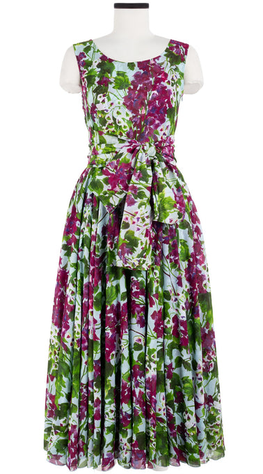 Aster Dress Boat Neck Mini Cap Sleeve Midi Plus Length Cotton Musola (Bell Flower New)