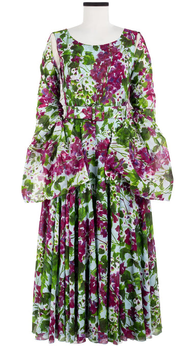 Aster Dress Boat Neck Mini Cap Sleeve Midi Plus Length Cotton Musola (Bell Flower New)