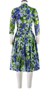 Audrey Dress #3 Shirt Collar 3/4 Sleeve Long Length Cotton Musola (Bell Flower New)