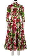 Avenue Dress Shirt Collar 3/4 Sleeve Midi Length Cotton Musola (Bell Flower New)