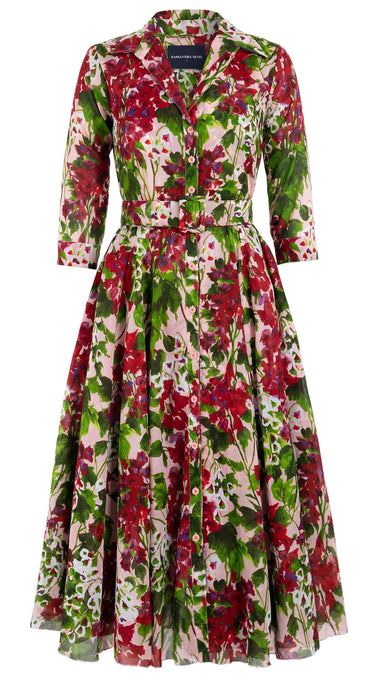 Avenue Dress Shirt Collar 3/4 Sleeve Midi Length Cotton Musola (Bell Flower New)