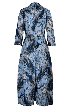 Laurent Dress Shirt Collar 3/4 Sleeve Midi Plus Length Poliamide Taffta (Belvedere Peacock)