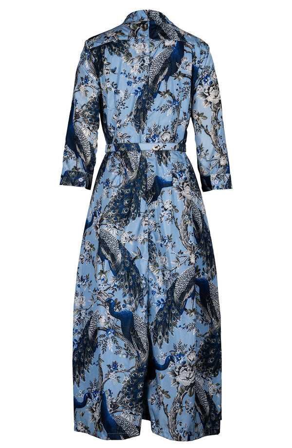 Laurent Dress Shirt Collar 3/4 Sleeve Midi Plus Length Poliamide Taffta (Belvedere Peacock)