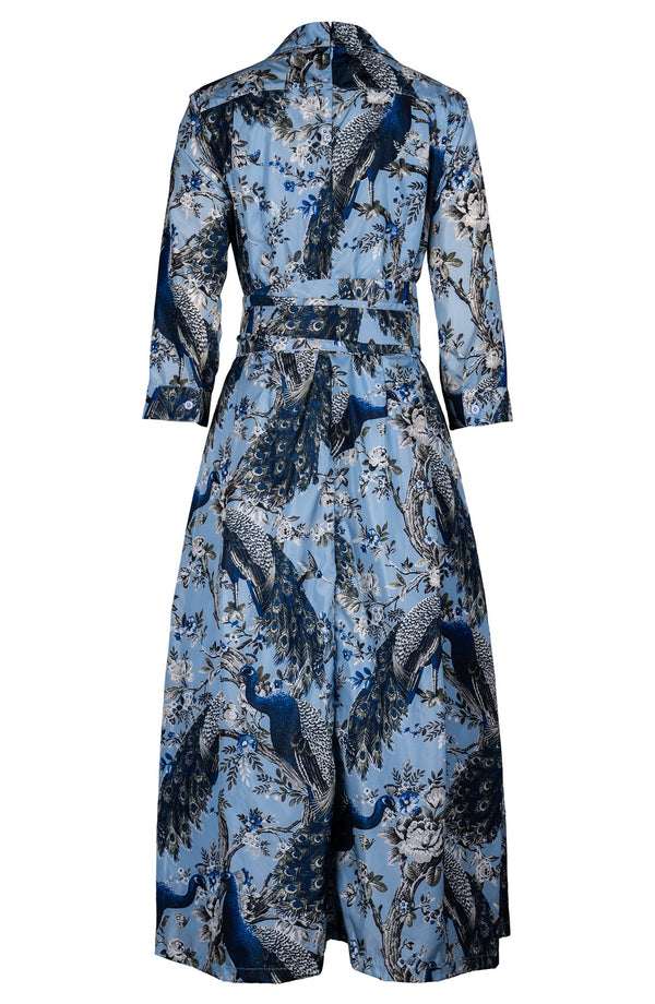 Laurent Dress Shirt Collar 3/4 Sleeve Midi Plus Length Poliamide Taffta (Belvedere Peacock)