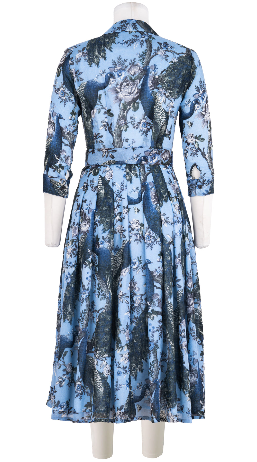 Audrey Dress #4 Shirt Collar 3/4 Sleeve Midi Length Wool Musola (Belvedere Peacock) @2