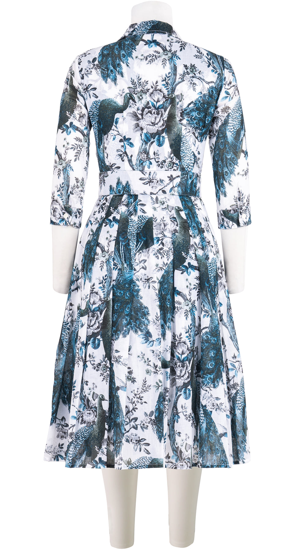 Audrey Dress #4 Shirt Collar 3/4 Sleeve Midi Length Musola (Belvedere Peacock) @2