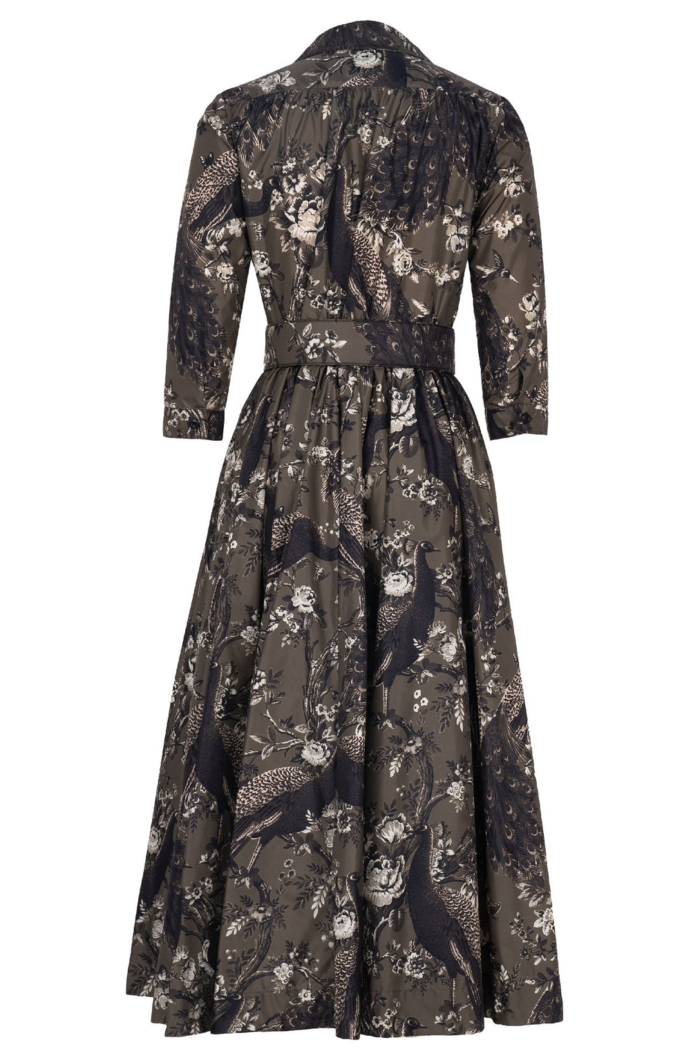 Terry Dress Shirt Collar 3/4 Sleeve Midi Plus Length Poliamide Taffta (Belvedere Peacock)