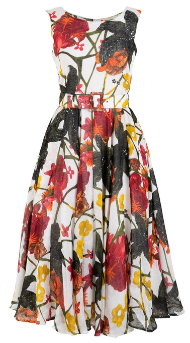 Aster Dress Boat Neck Sleeveless Midi Length Linen (Black Lily New)