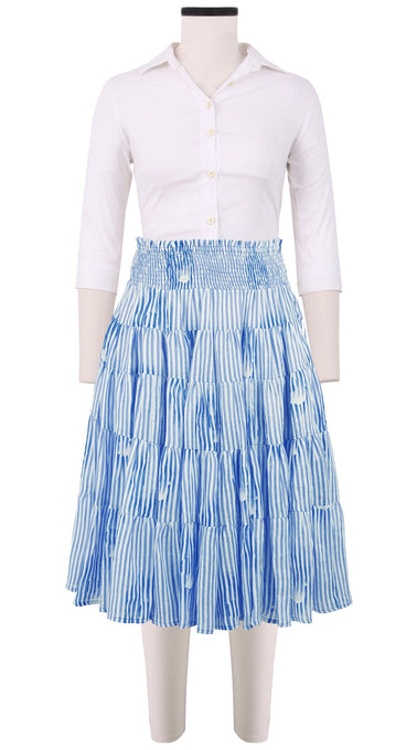 Blake Skirt Long Length Linen (Oxford Stripe)