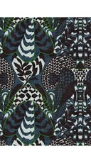 Sabrina Dress Shirt Collar 3/4 Sleeve Midi Plus Length Poliamide Taffta (Block Print Jungle)