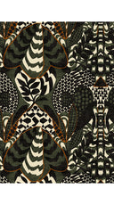 Sabrina Dress Shirt Collar 3/4 Sleeve Midi Plus Length Poliamide Taffta (Block Print Jungle)