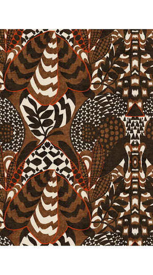 Sabrina Dress Shirt Collar 3/4 Sleeve Midi Plus Length Poliamide Taffta (Block Print Jungle)