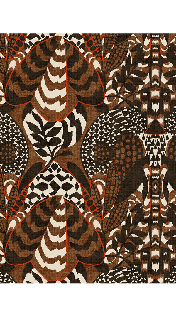 Sabrina Dress Shirt Collar 3/4 Sleeve Midi Plus Length Poliamide Taffta (Block Print Jungle)