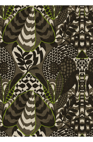 Audrey Dress #1 Shirt Collar 3/4 Sleeve Long Length Cotton Stretch (Block Print Jungle)