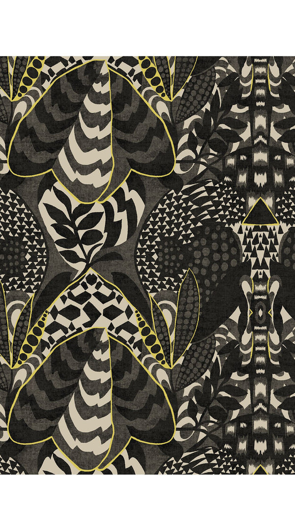 Sabrina Dress Shirt Collar 3/4 Sleeve Midi Plus Length Poliamide Taffta (Block Print Jungle)