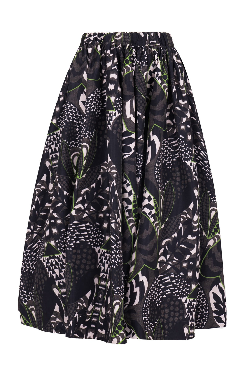 Jenny Skirt Midi Length Poliamide Taffta (Block Print Jungle)