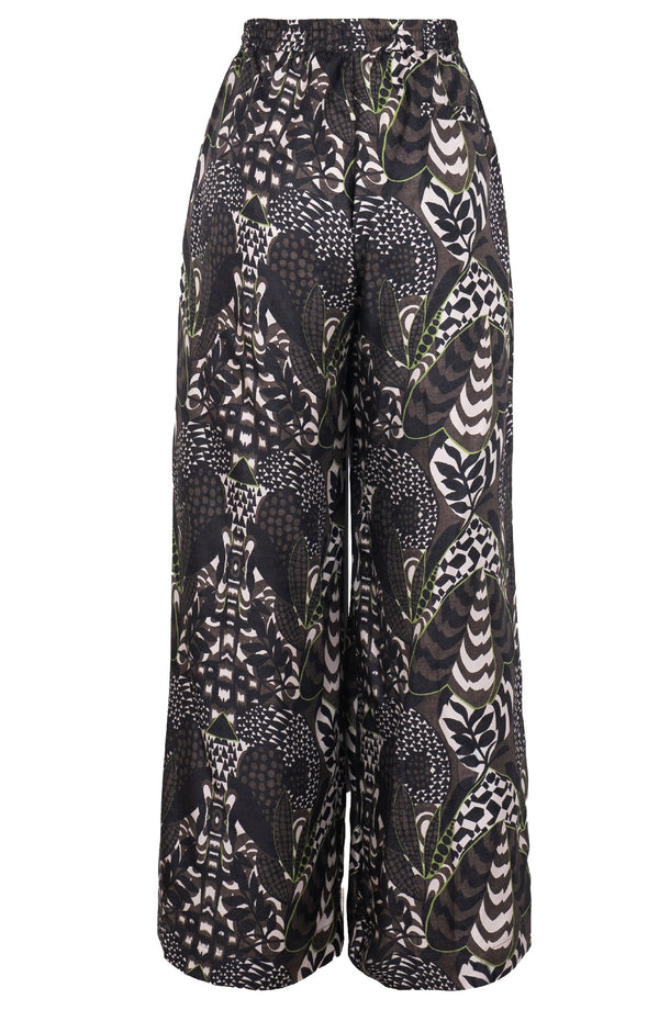 Leah Pants Silk Twill (Block Print Jungle)