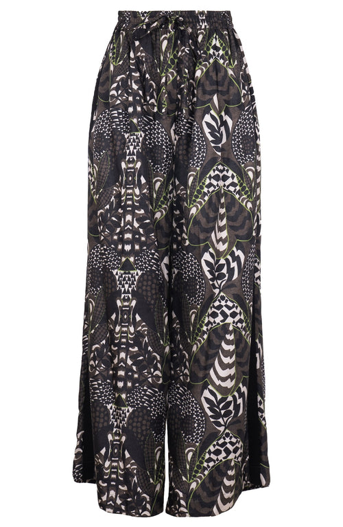 Leah Pants Silk Twill (Block Print Jungle)