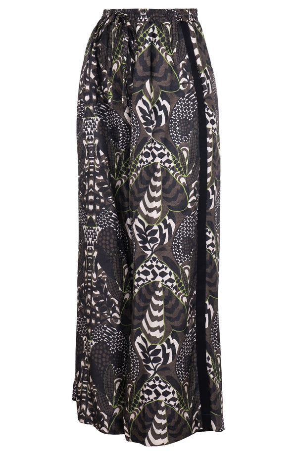 Leah Pants Silk Twill (Block Print Jungle)