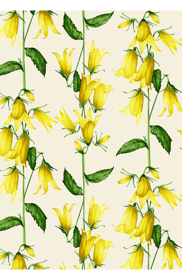 Eden Dress Crew Neck 3/4 Sleeve Maxi Length Cotton Musola (Blue Bell Flower Pastel)