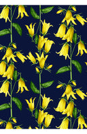 Aster Dress Shirt Collar 3/4 Sleeve Midi Length Cotton Musola (Blue Bell Flower Pastel)