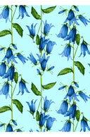 Aster Dress Shirt Collar 3/4 Sleeve Midi Length Cotton Musola (Blue Bell Flower Pastel)