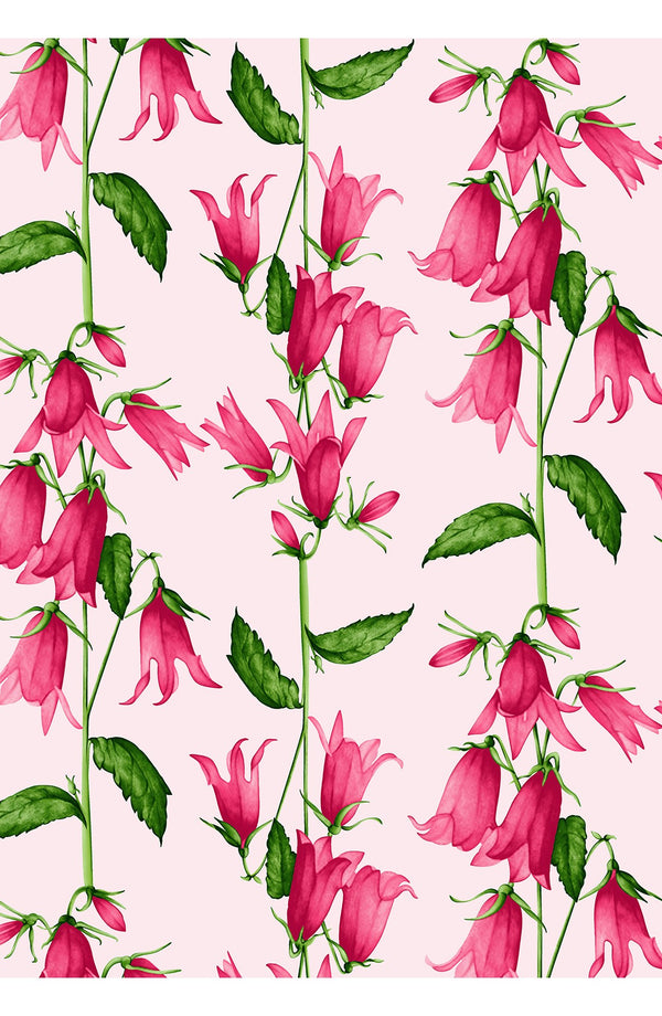 Aster Dress Shirt Collar 3/4 Sleeve Midi Length Cotton Musola (Blue Bell Flower Pastel)