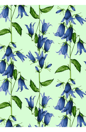 Eden Dress Crew Neck 3/4 Sleeve Maxi Length Cotton Musola (Blue Bell Flower Pastel)