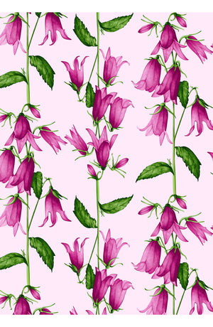 Eden Dress Crew Neck 3/4 Sleeve Maxi Length Cotton Musola (Blue Bell Flower Pastel)