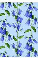 Eden Dress Crew Neck 3/4 Sleeve Maxi Length Cotton Musola (Blue Bell Flower Pastel)