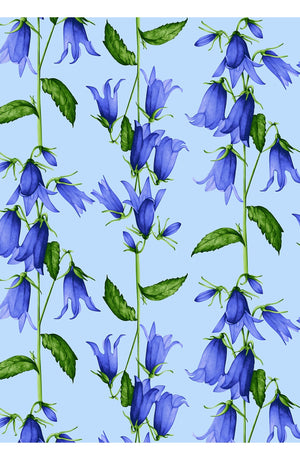 Eden Dress Crew Neck 3/4 Sleeve Maxi Length Cotton Musola (Blue Bell Flower Pastel)