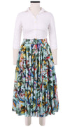 Aster Skirt #1 with Belt Midi Length Cotton Musola (Blue Bird)