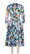 Florance Dress #2 Crew Neck 3/4 Sleeve Long Length Cotton Stretch (Blue Bird)