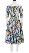 Florance Dress #7 Off Shoulder 1/2 Sleeve Long Length Cotton Stretch (Blue Bird)