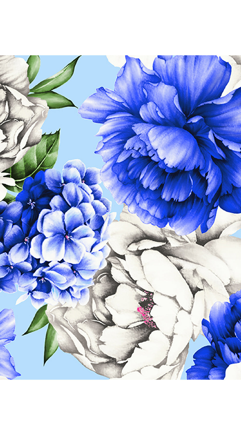 Aster Dress Shirt Collar 3/4 Sleeve Midi Length Cotton Musola (Blue Peony Pastel)