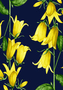 Audrey Dress #1 Shirt Collar 3/4 Sleeve Long Length Cotton Stretch (Blue Bell Flower Small Pastel)