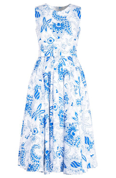 Amber Dress Crew Neck Sleeveless Midi Length Poliamide Taffta (Botanic Antique White)