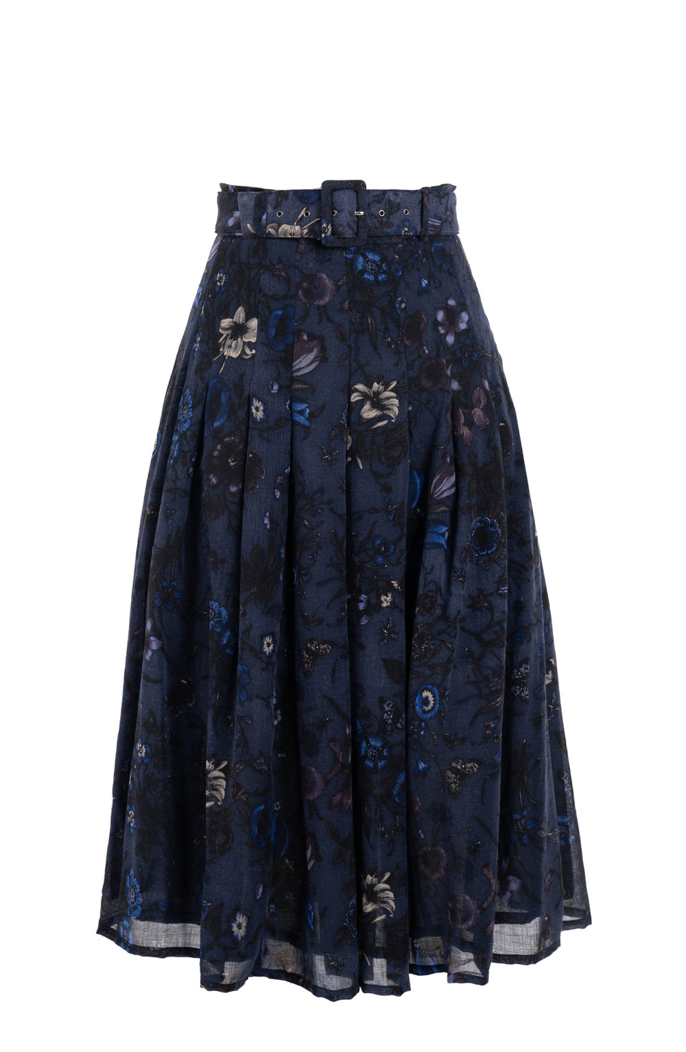 Zeller Skirt Midi Length Wool (Botanic New Small Dark) - Deep Blue