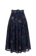 Zeller Skirt Midi Length Wool (Botanic New Small Dark) - Deep Blue