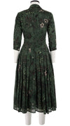 Audrey Dress #4 Shirt Collar 3/4 Sleeve Midi Length Wool Musola (Botanic New Small Dark)