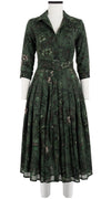 Audrey Dress #4 Shirt Collar 3/4 Sleeve Midi Length Wool Musola (Botanic New Small Dark)