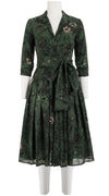 Audrey Dress #4 Shirt Collar 3/4 Sleeve Long Length Wool Musola (Botanic New Small Dark)
