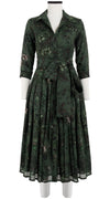 Audrey Dress #4 Shirt Collar 3/4 Sleeve Midi Length Wool Musola (Botanic New Small Dark)