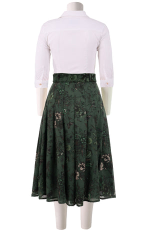 Zeller Skirt Long Length Wool (Botanic New Small Dark) - Olive Green