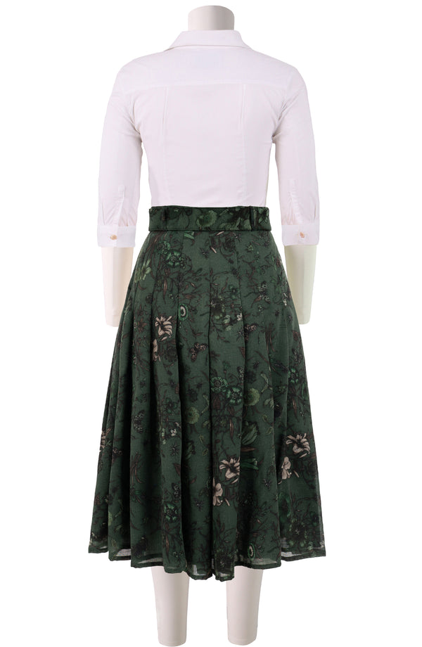 Zeller Skirt Long Length Wool (Botanic New Small Dark) - Olive Green