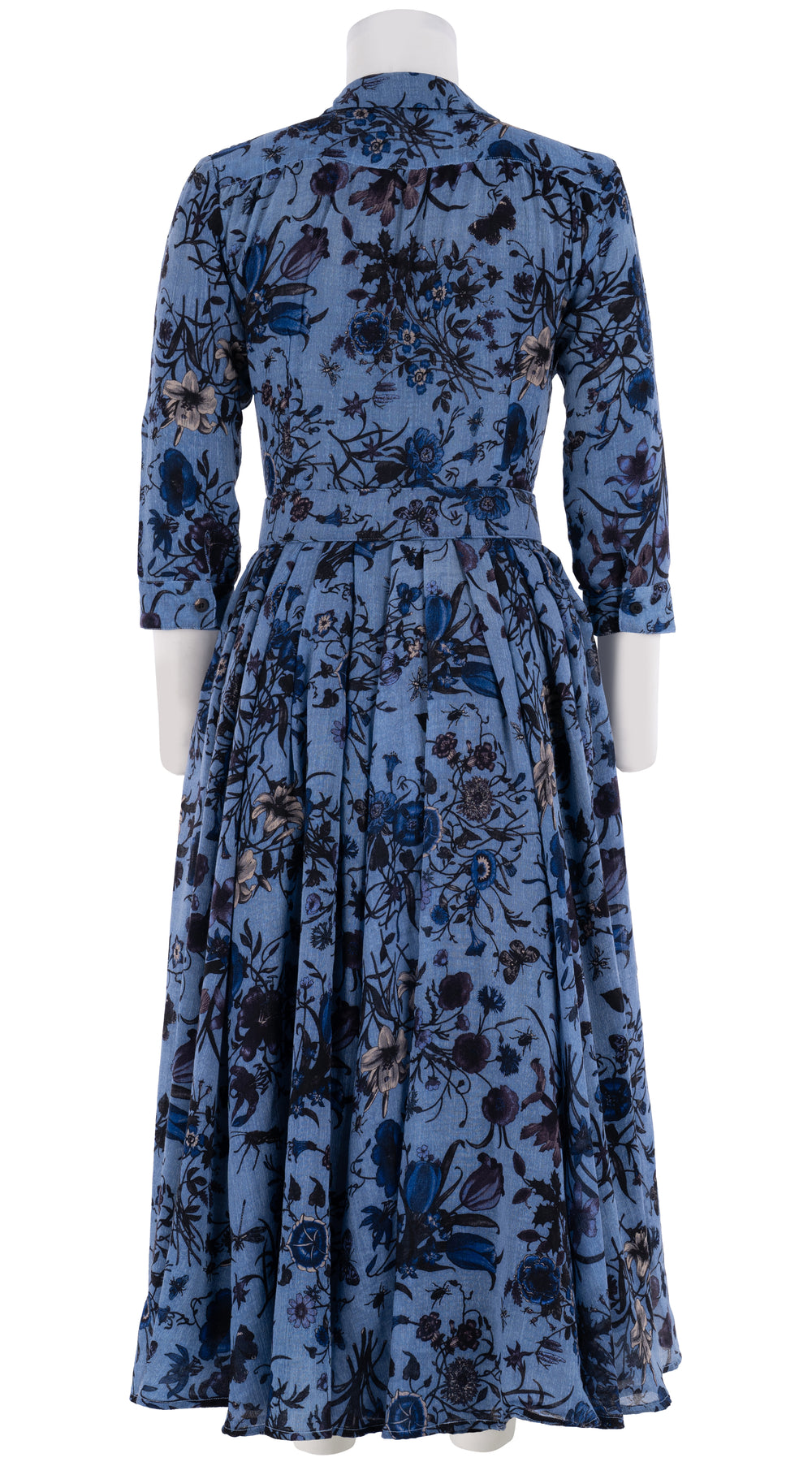 Aster Dress Shirt Collar 3/4 Sleeve Midi Length Wool Musola (Botanic New Small) @5