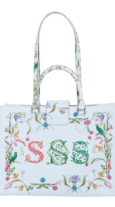Audrey Tote_Medium_Botanic SSS_White