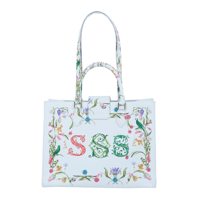 Audrey Tote_Medium_Botanic SSS_White