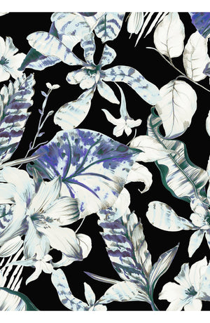 Audrey Dress #1 Shirt Collar 3/4 Sleeve Long Length Cotton Stretch (Botanic Santuary)